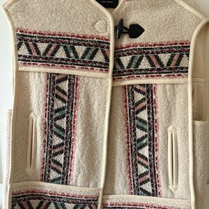 Isabel Marant Cream and Multicolor Wool Vest with Toggle